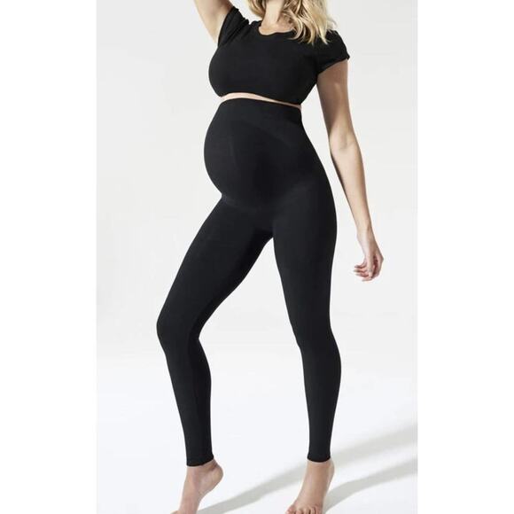 Blanqi High Rise Maternity Post-Partum Belly Control Black Leggings Sz M - Picture 1 of 7